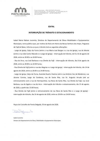 Edital - Interrup&ccedil;&atilde;o de tr&acirc;nsito e estacionamento 