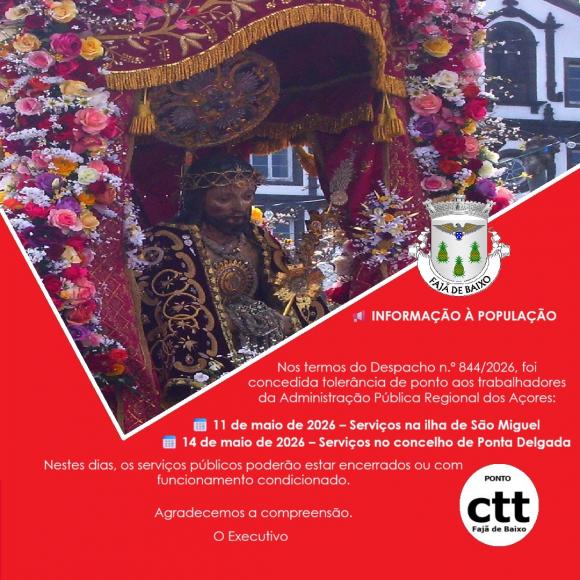 Toler&acirc;ncia de Ponto  - Festas do Senhor Santo Cristo dos Milagres 2026 